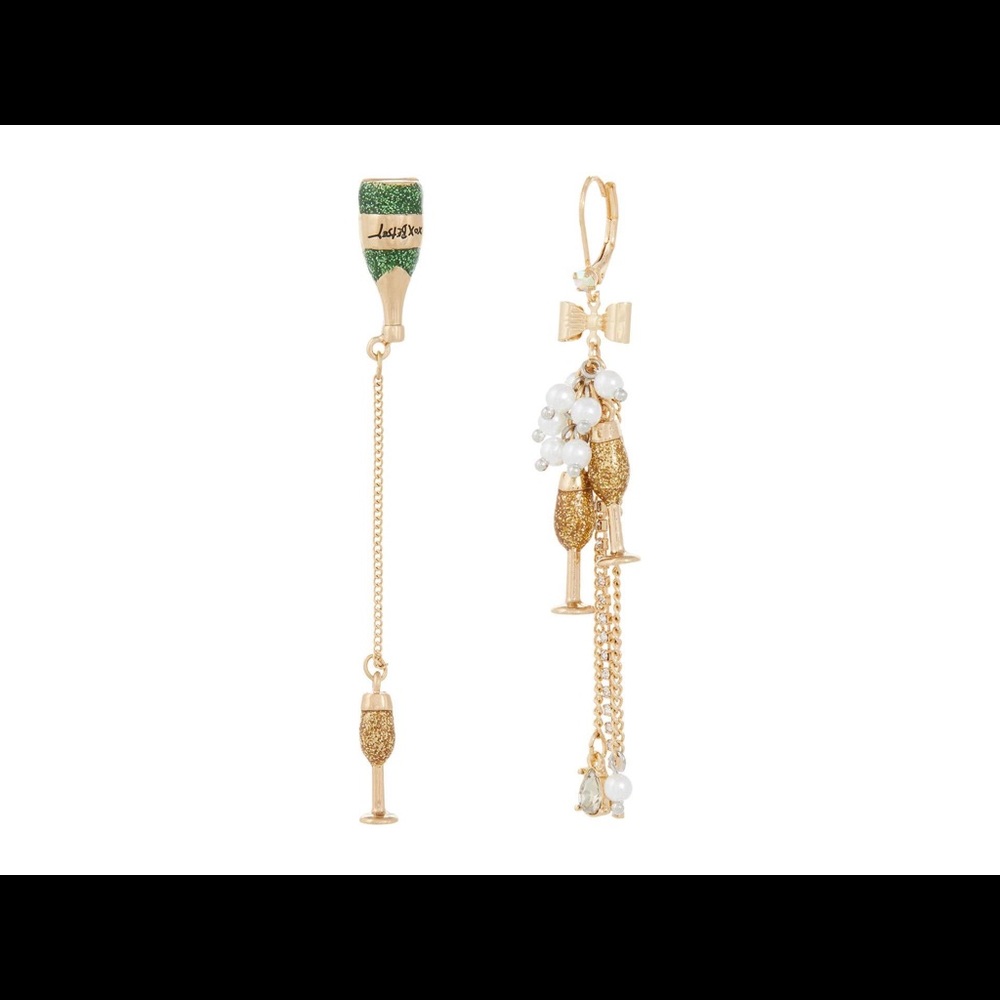 Betsey Johnson champagne holiday dangle earrings